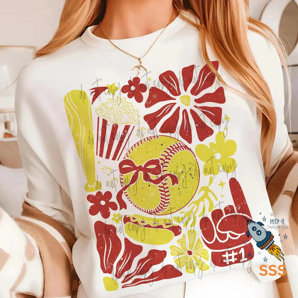 Softball Floral Collage