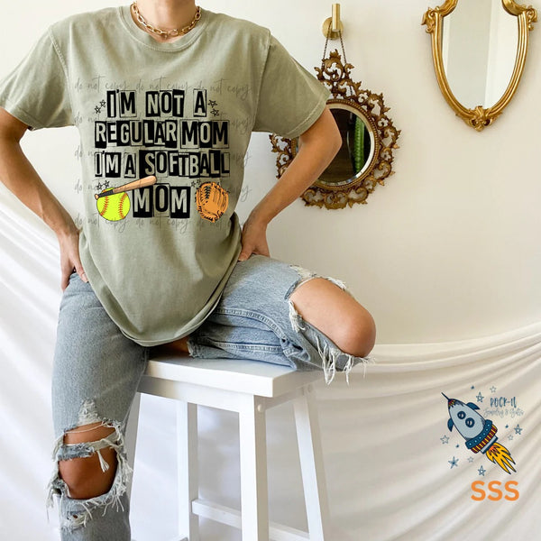 Not A Regular Mom A Softball Mom (with name and number on back)